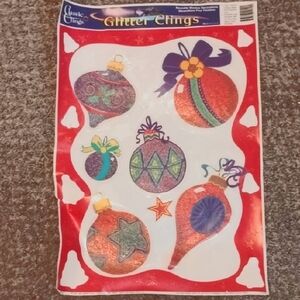 Vintage 2001 Christmas Window Classic Clings Glitter Ornaments Sticker Decor Y2k